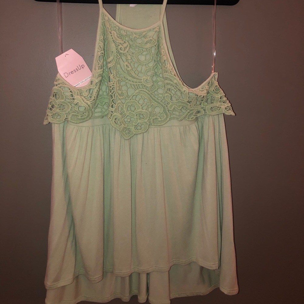Shop DressUp seafoam lace tank top